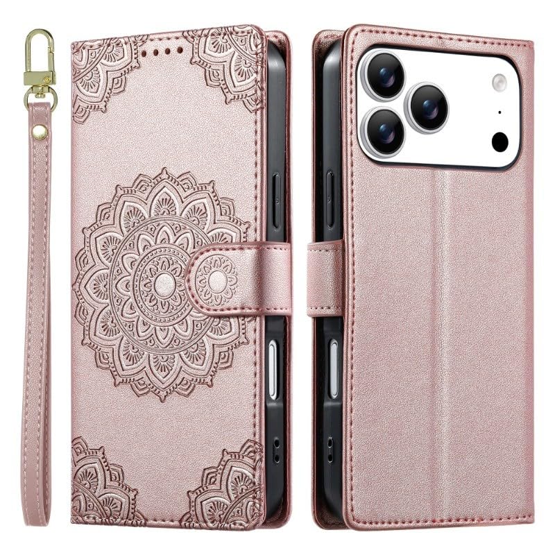 Housse iPhone 12 portefeuille or rose idéale pour visionner vos vidéos les mains libres
