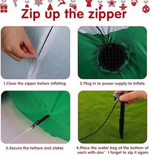 Miniatura 4 de Árbol de Navidad inflable gigante iluminado de 9 pies para decoración al aire libre, árbol de Navidad inflable con luz LED, Papá Noel, muñeco de