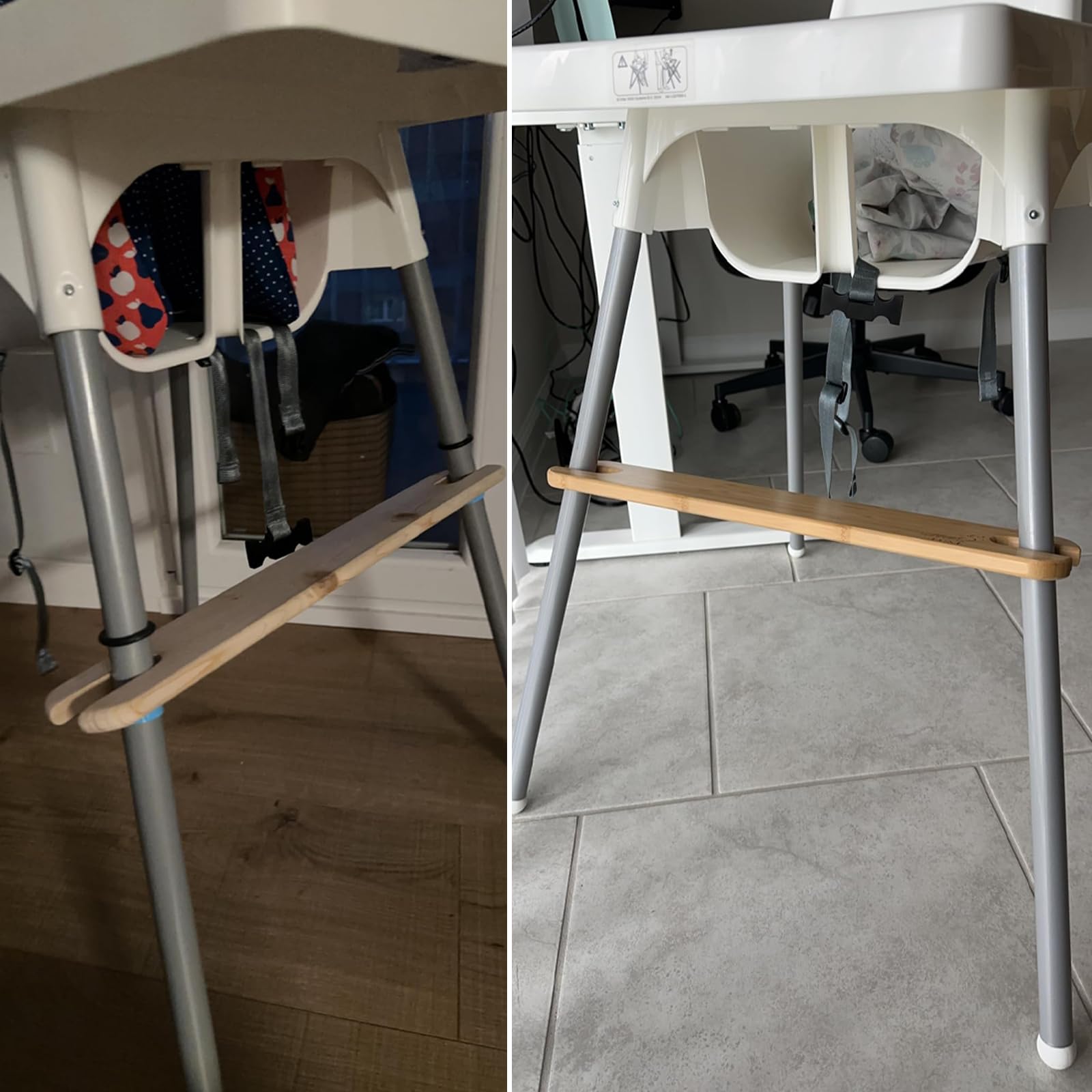 Reposapiés para Trona, Reposapiés Ajustable Antideslizante Compatible con la Trona Antilop de IKEA, Reposa Pies para Tronas de Bebe, Accesorios para Trona Bebe (Bambú)
