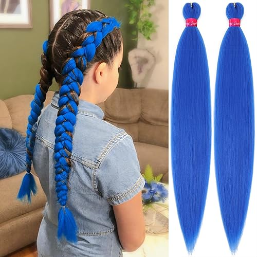 Miniatura 17 de Extensiones de cabello para trenzar preestiradas rosa con oropel de 26 pulgadas - 3 paquetes de trenzas sintéticas profesionales de ganchillo
