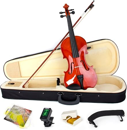 Violín 4/4 tamaño completo violín acústico natural con caja arco hombro  resto sintonizador Violín resina madera instrumentos musicales : Amazon.es:  Instrumentos musicales