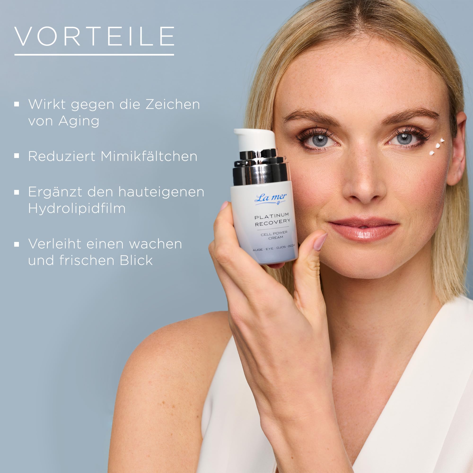 La mer Platinum Recovery Augenpflege | Pro Cell Cream Auge 15 ml | Regenerierende Anti-Aging Creme ohne Duft | Ohne unnötige Zusatzstoffe