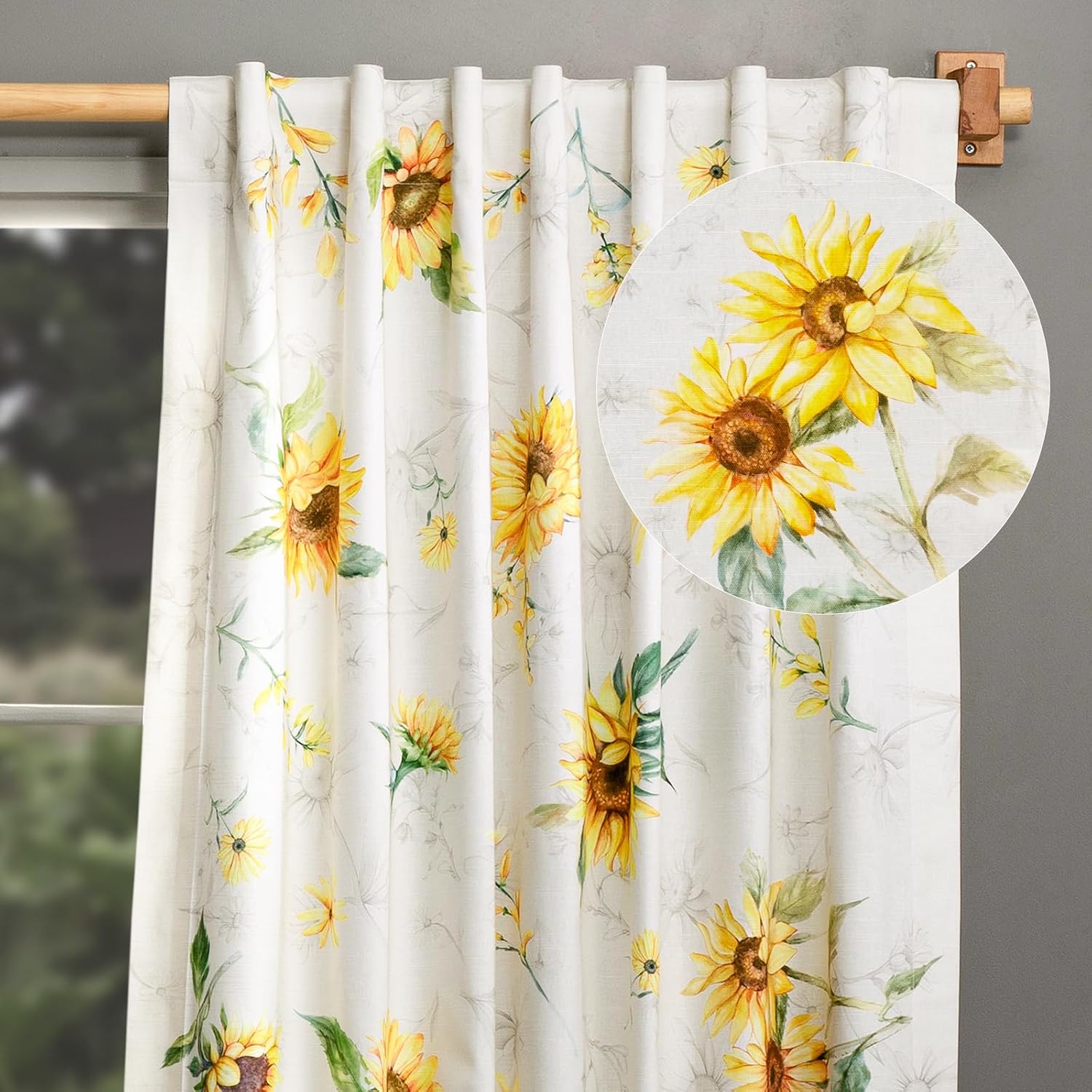 Maison d' Hermine Curtains for Living Room 100% Cotton 84 inch Length One Panel Light Filtering Curtains for Windows with Rod and Loop Pockets Spring Summer (Candice, 50" W x 84" L)