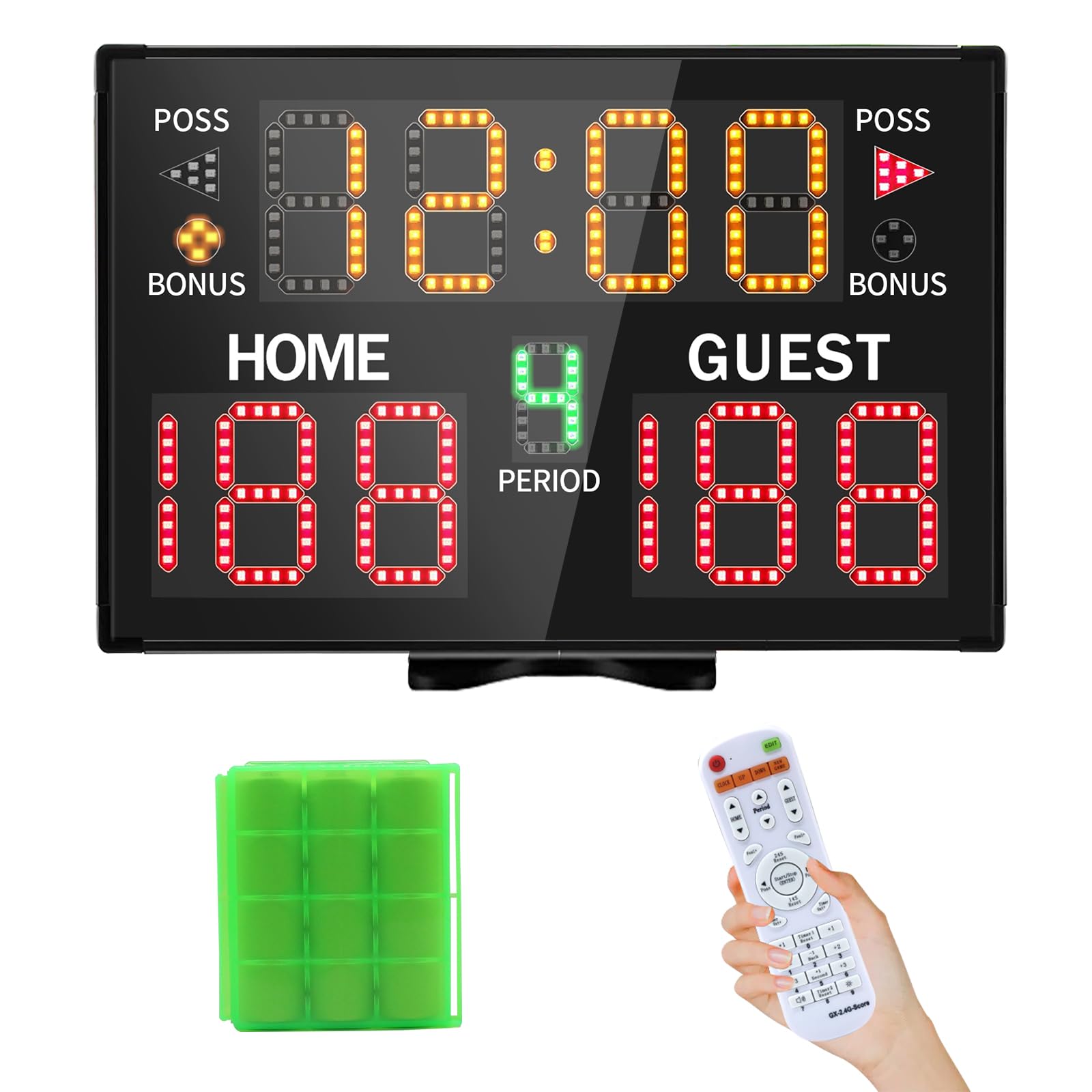 LUCKY TIME Multisport Tabletop Electronic Scoreboard,Battery Powered Digital Scoreboard with Remote,Used for Basketball,Volleyball,Wrestling,Football
