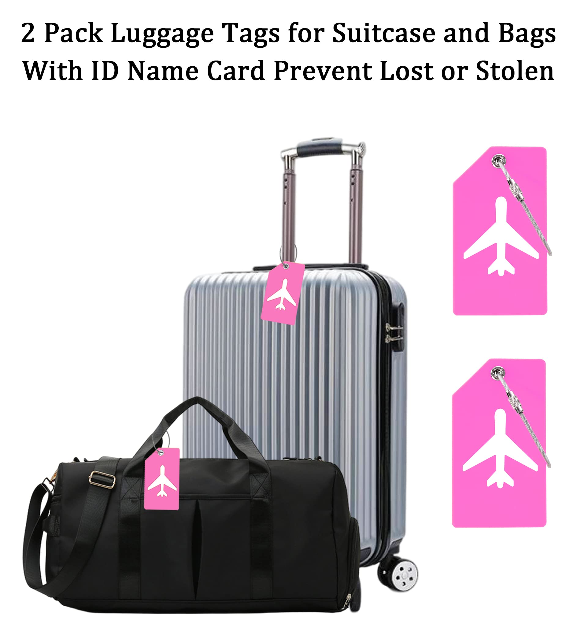 4 Pack Étiquettes De Bagages Pour Valises, Étiquette De Sac De Voyage, Étiquettes D'Identification De Valise, Étiquette De Bagage En Silicone Avec Carte D'Identification