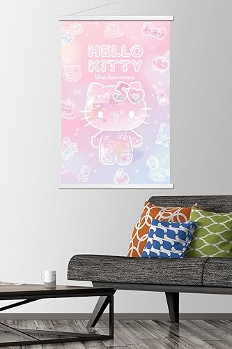 Miniatura 2 de Trends International Hello Kitty - Póster de pared para 50 aniversario, 22.37 x 34.00 pulgadas, impresión premium y colgador blanco