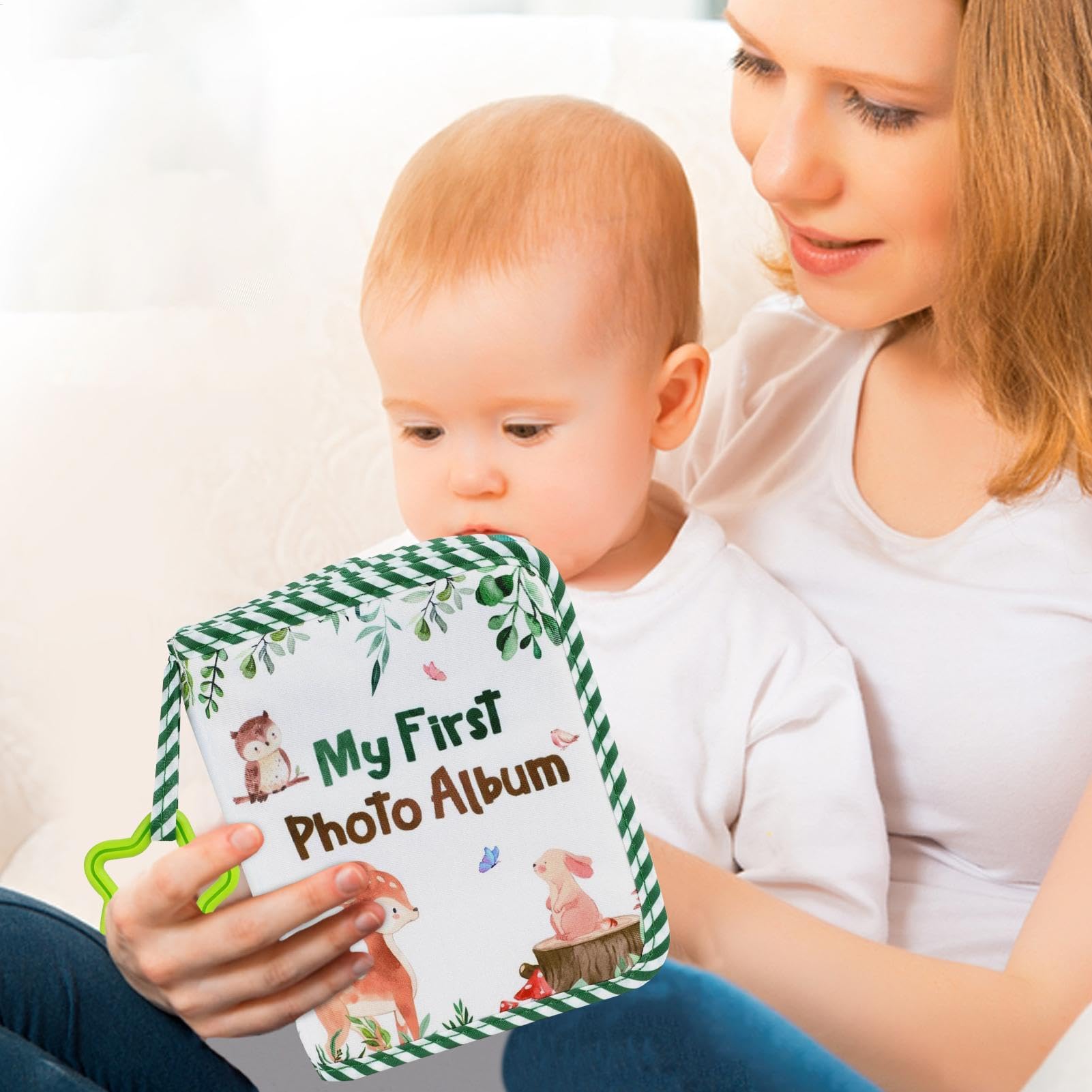 Album Photo Bébé 'My First' - Tissu Doux, Poches Transparentes - Pour Photos De Famille Avec Étiquettes
