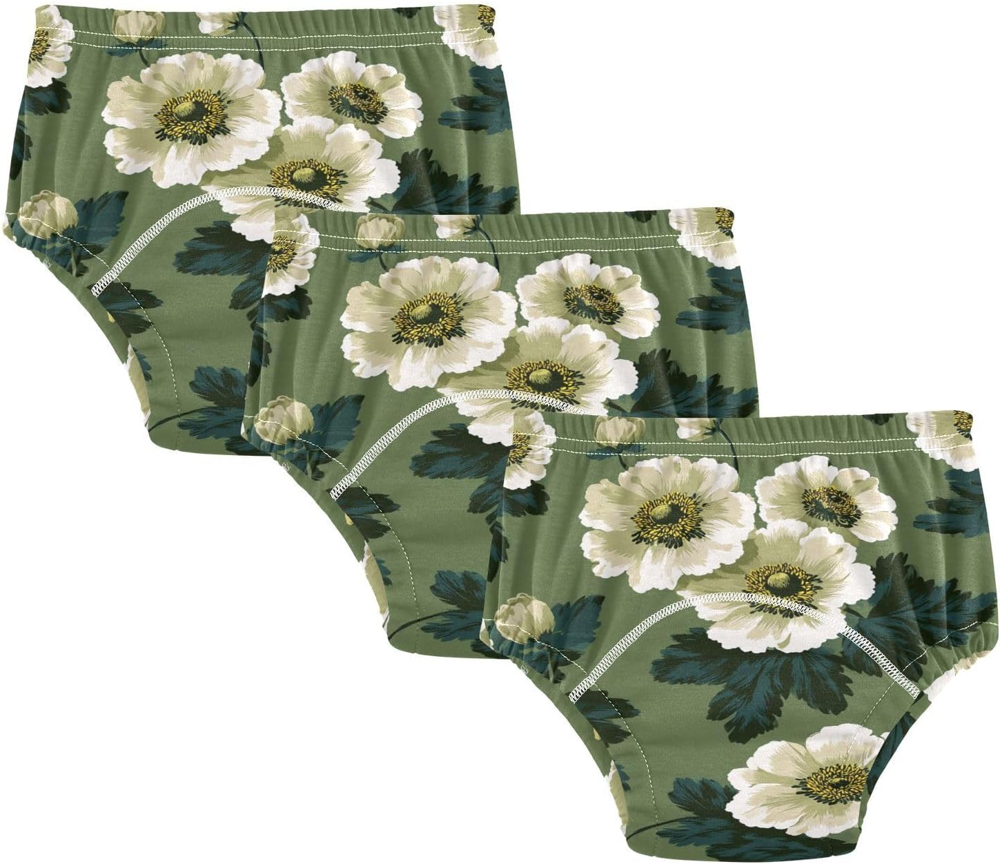 Little Boys Training Underwear Leakproof Anemone Coronaria Sage Green Nighttime Potty Training Pants Potty