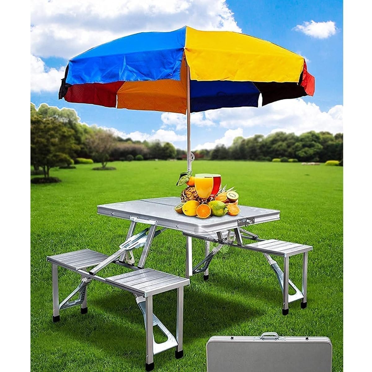 Picnic-Table-Heavy-Duty-Aluminium-Portable-Folding-Camp-Suitcase-Picnic-Table-and-4-Chairs-Set-with-Umbrella (S1)