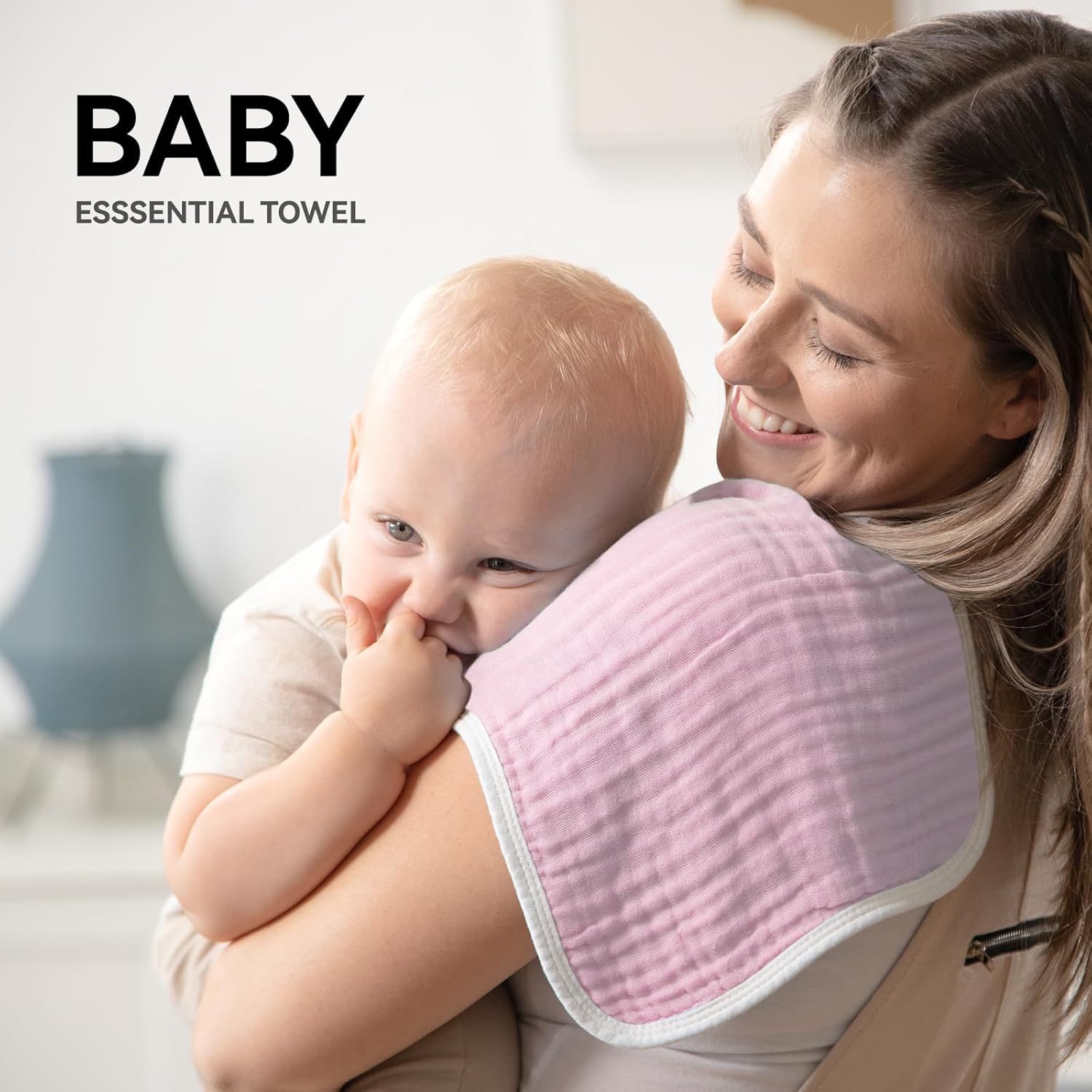 Synrroe Burp Cloths Large, Muslin Burp Cloths for Baby Girls and Boys, Pack of 10 Extra Absorbent and Soft Muslin, 6 Layers 20 by 10 Inches 100% Cotton (Pink-White 10 Pack) - Image 3