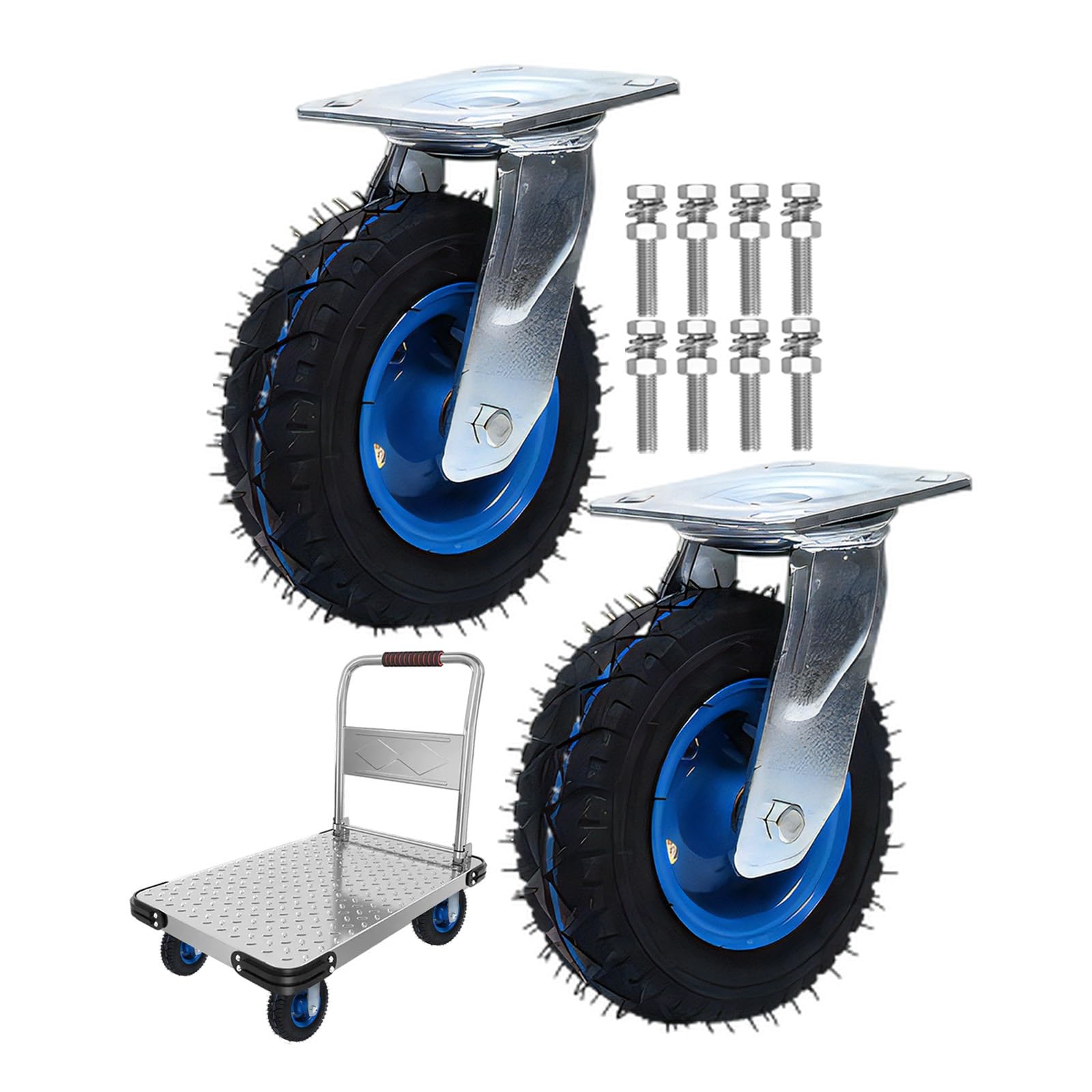 LIGUOYI 2 Pcs Rueda Giratoria De Servicio Pesado con Freno, Ruedas Fijo ​de Transporte De 150/200/250MM Rodamientos Dobles, Silenciosa Fácil De Instalar Industriales De La Carretilla De La Rueda