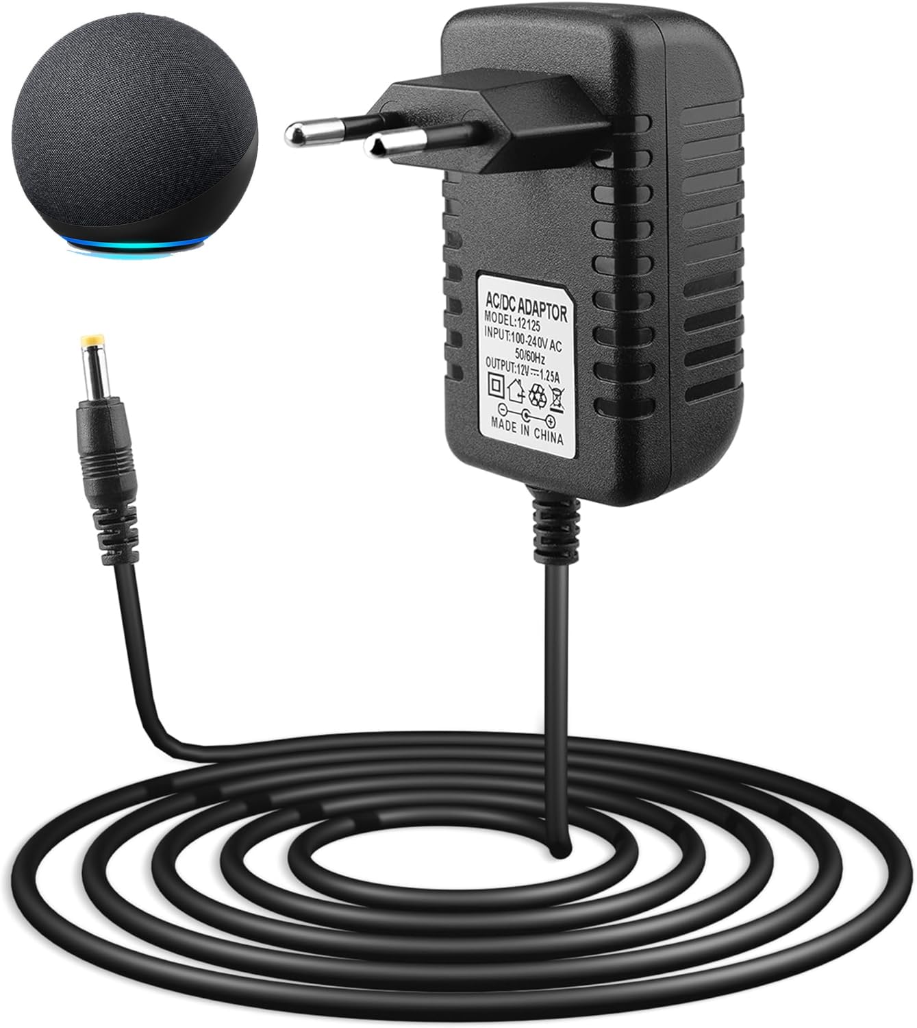 15w Cargador Adaptador para Amazon Echo Dot 3.ยช, 4.ยช Y 5.ยช 15w 12v 1.25a Adaptador De Corriente Power Supply para Echo Show 5 1.ยช Y 2.ยช Gen Echo Spot Echo Pop Fire TV Cube, Cable De Alimentaciรณn 2m