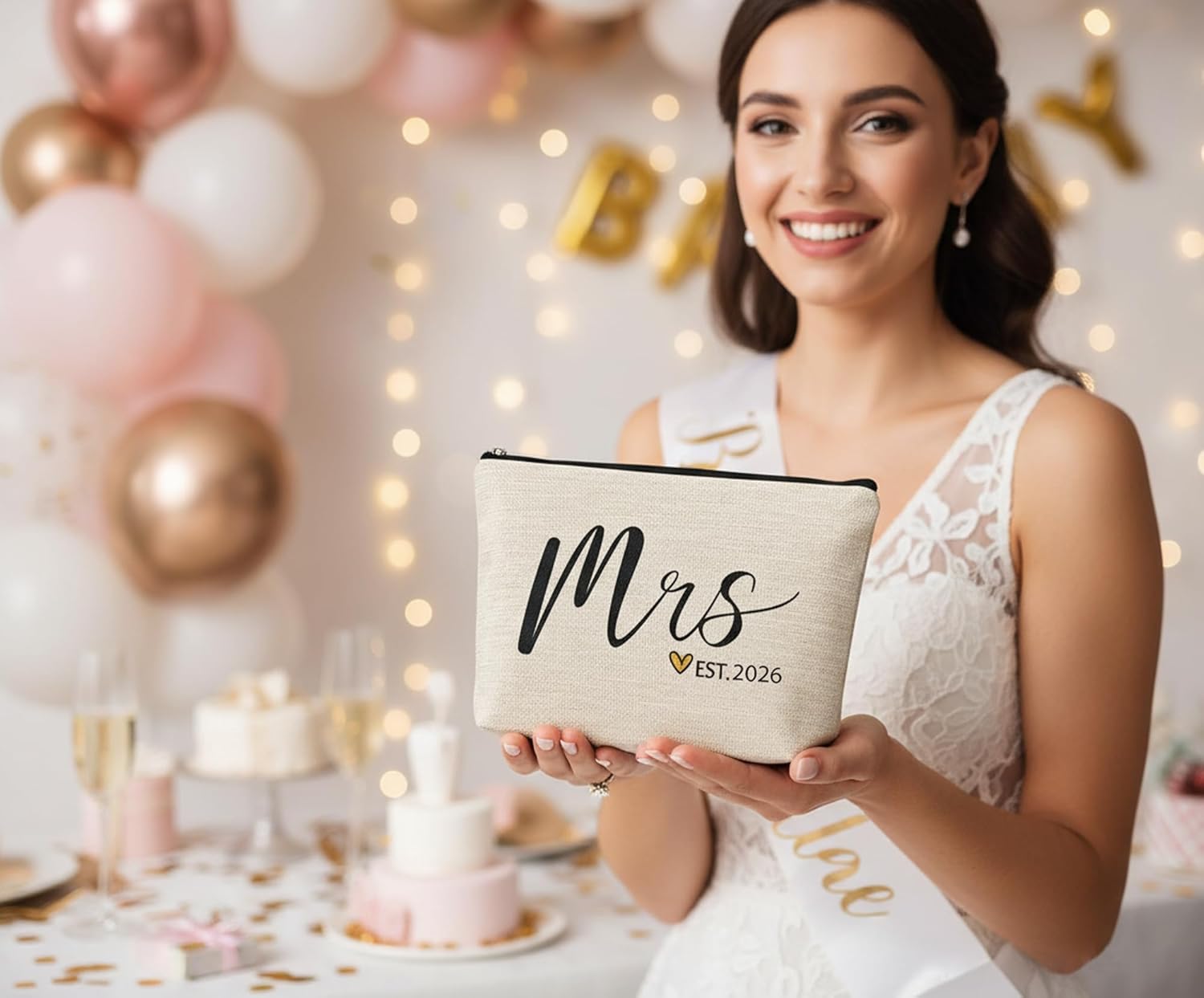 Wedding Bridal Shower Gifts for Bride To Be 2026, Bachelorette Party favors Accessories, Future Mrs Makeup Bag, Wife Engagement Gifts for Women, Small Cosmetic Travel Pouch (Mrs 2026) - Image 3