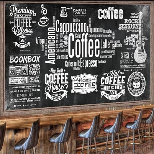 KEARTNZI Custom Coffee Theme Wallpaper Blackboard Hand