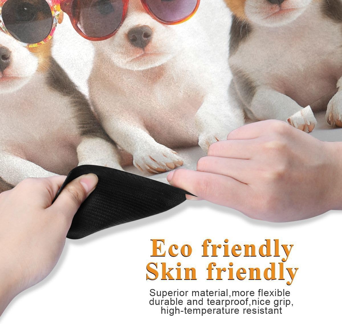 ALAZA Cute Puppy Dogs Sunglasses Flower Yoga Mat Non Slip Fitness Exercise Mat, Workout Mat for Yoga, Pilates and Floor Exercises
