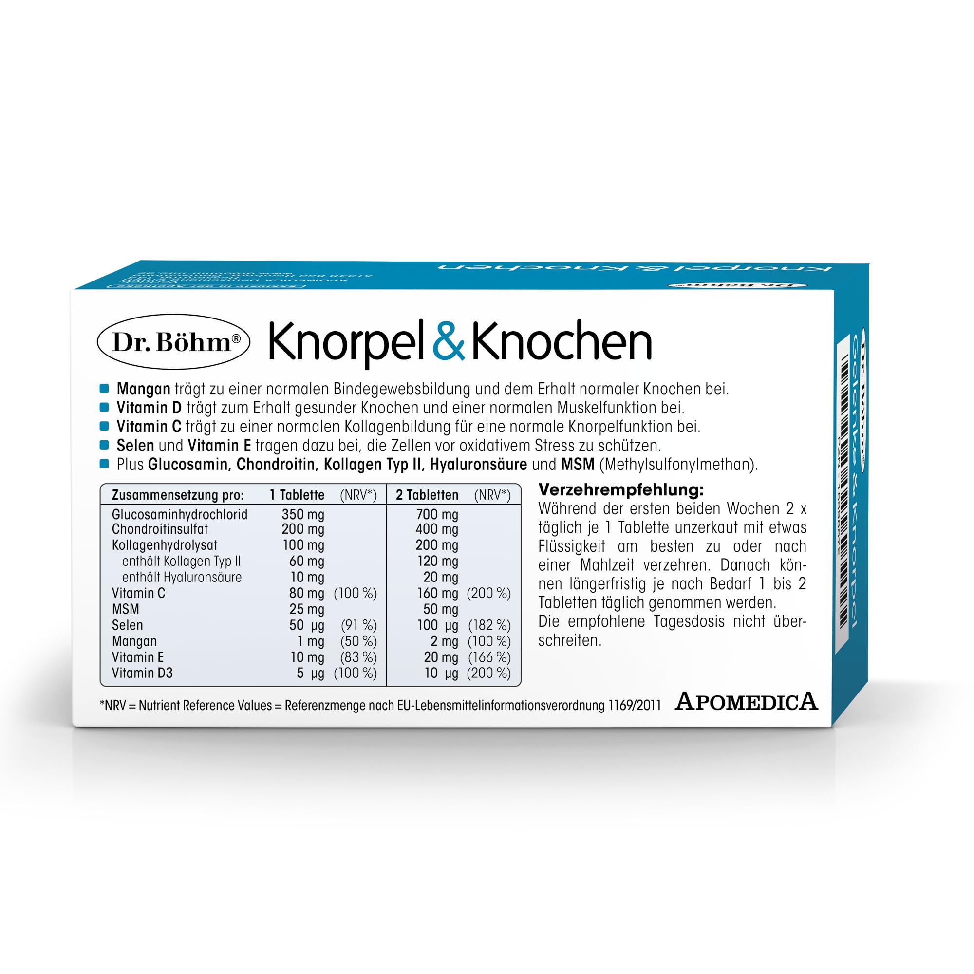 Dr. Böhm Knorpel & Knochen: Zur Unterstützung für Knorpel und Knochen, Nährstoff-Kombination mit Vitamin C und D, 120 Filmtabletten
