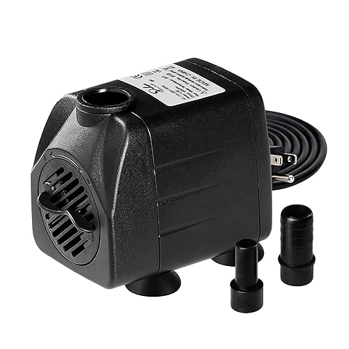 Miniatura 11 de Simple Deluxe 800GPH Bomba sumergible de succión inferior (3000L/H, 60W) con 9.8 pies de elevación, bomba de fuente con 3 boquillas para pecera