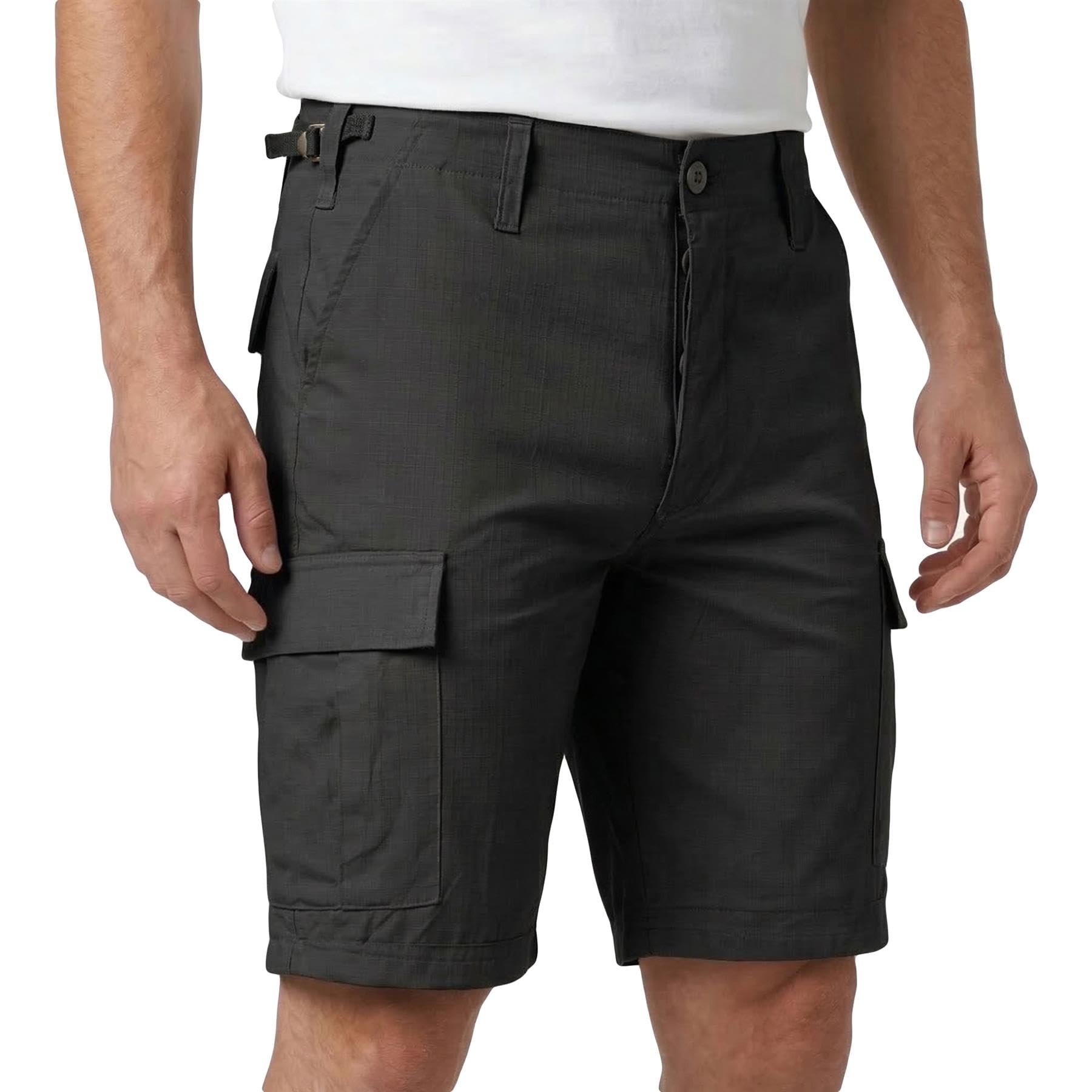 VINTIKA Mens Cargo Shorts Combat Military Ripstop Cotton Summer Short Outdoor Travel Army Tactical Hiking Gear - Black - XS
