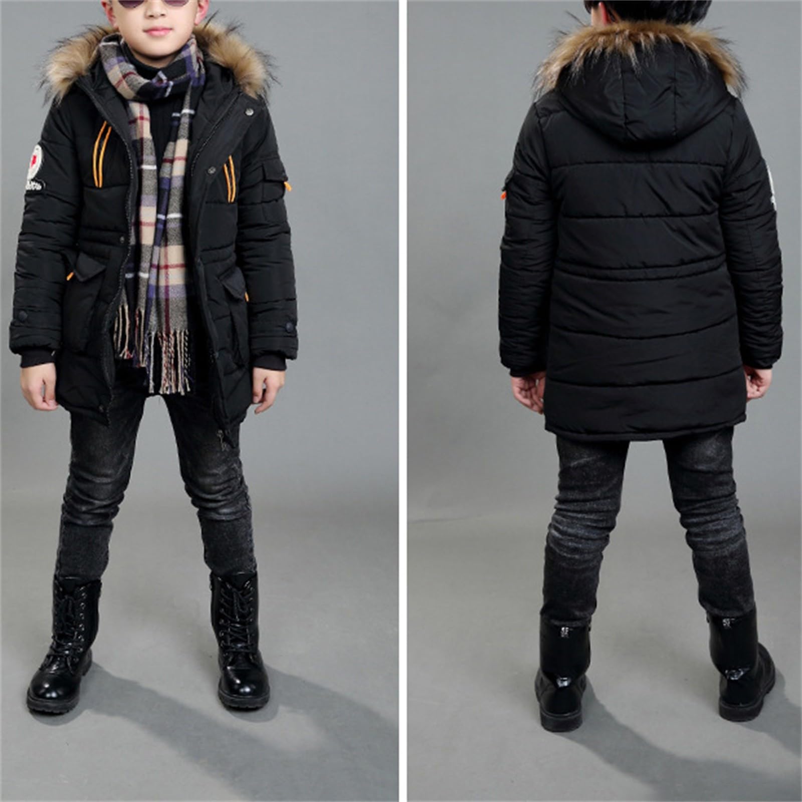 Veste en duvet pour garçons - Rembourrée - Chaud - Manteau d'hiver décontracté - Parka d'extérieur matelassée épaisse et confortable