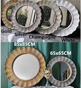 26inch Round Vintage Decorative Mirror for Bathroom 33inch Gold Ornate Antique Wall Victorian Distressed Accent Makeup Waterproof Hotel Fireplace Dinning Room(D,26inch) (C 26inch)