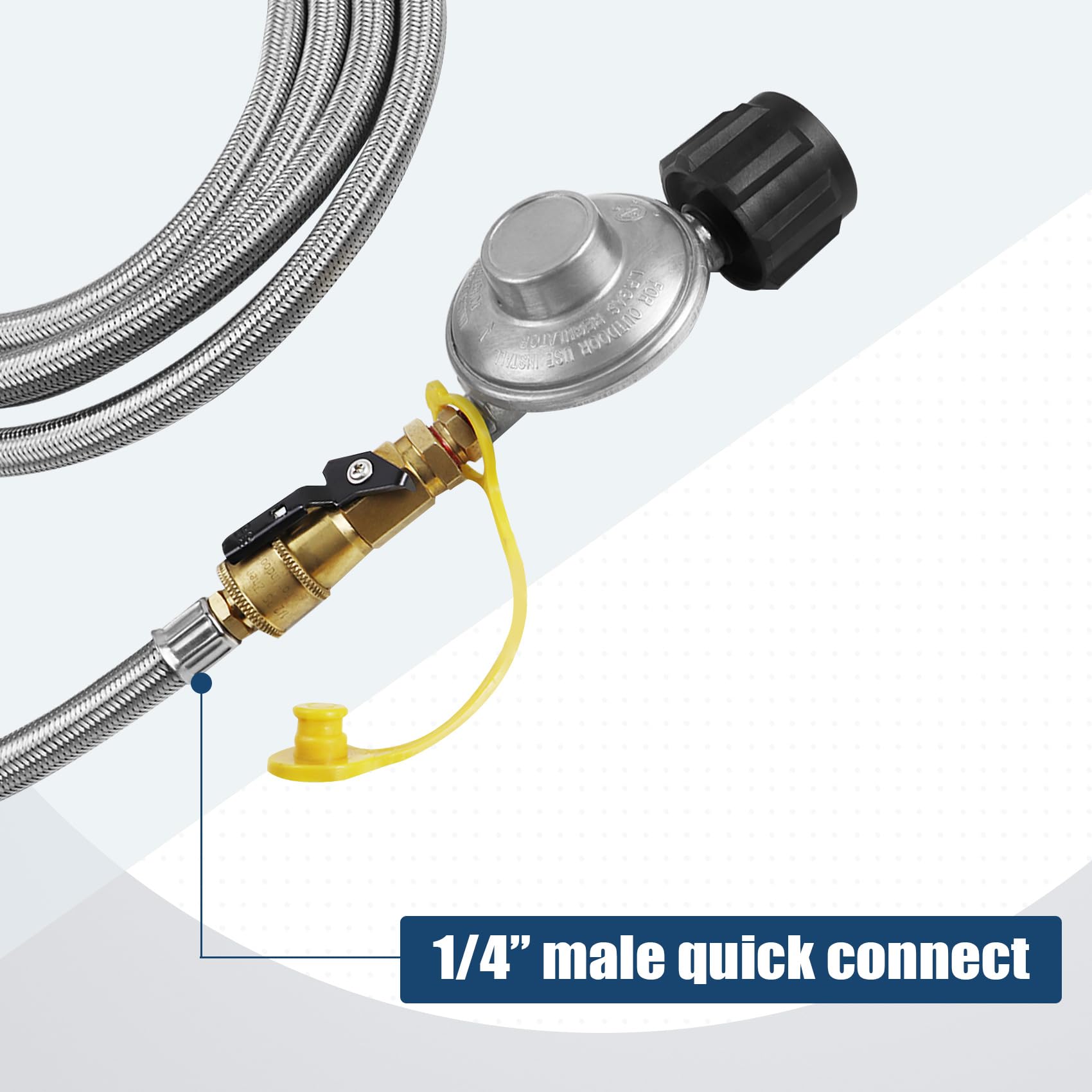 Adaptador de conexión rápida de propano, regulador de parrilla de gas propano con accesorios de conexión rápida de 1/4 pulgadas, conecta tanque de propano de 5 a 60 libras a la parrilla, para