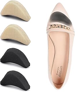 Toe Inserts for Shoes Too Big, 2 Pairs Foam Toe Filler to Make Shoes Fit Tighter, Shoe Toe Filler Inserts for Women Men, Pumps, Flats, Sneakers (Black Beige)