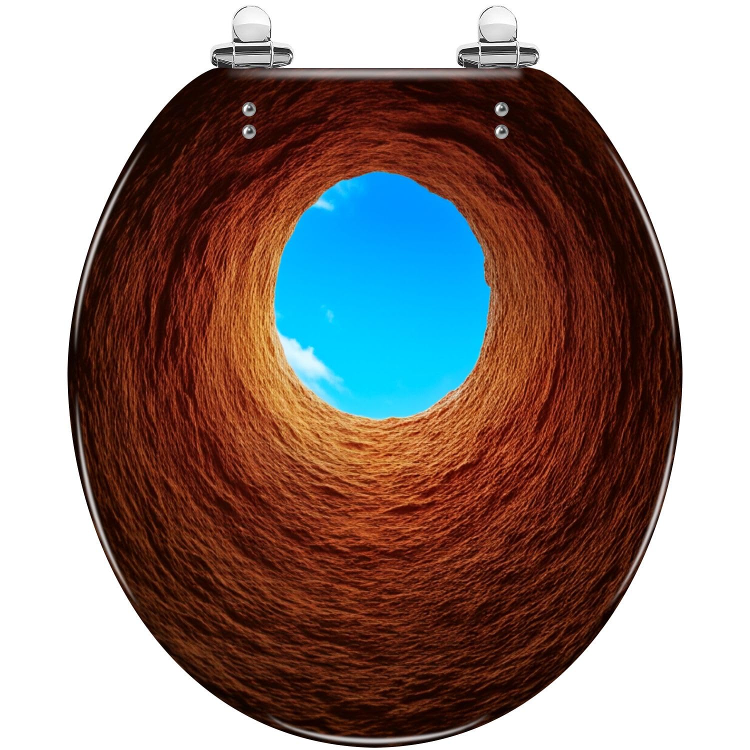 Tapa de WC de resina redonda azul cielo con liberación rápida fácil de limpiar