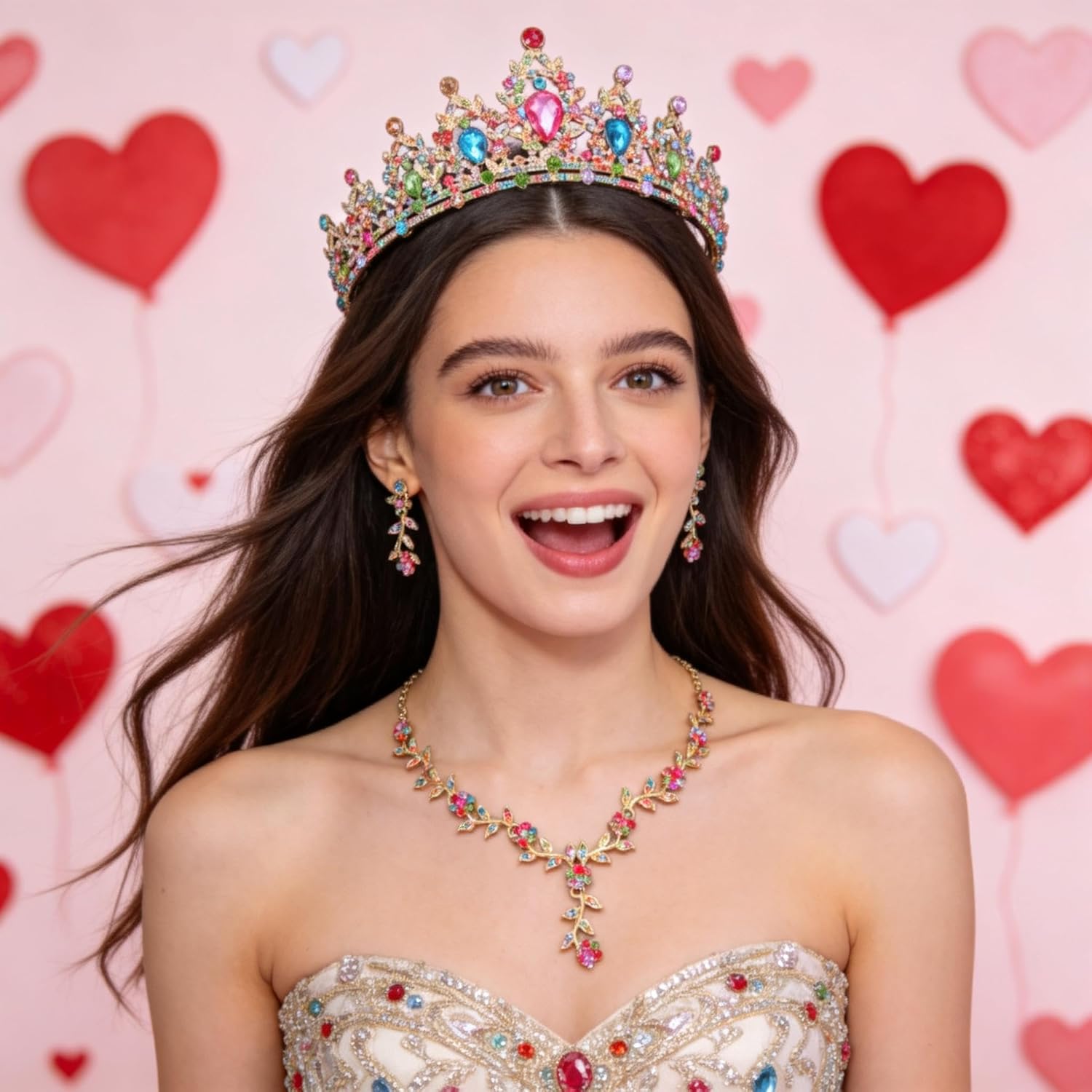 Kamirola Tiaras and Crowns for Women,Tiaras Earrings Necklace, Crystal Bridal Jewelry Set, Costume Party Halloween Prom Pageant Jewelry for Women(TR45) - Image 4