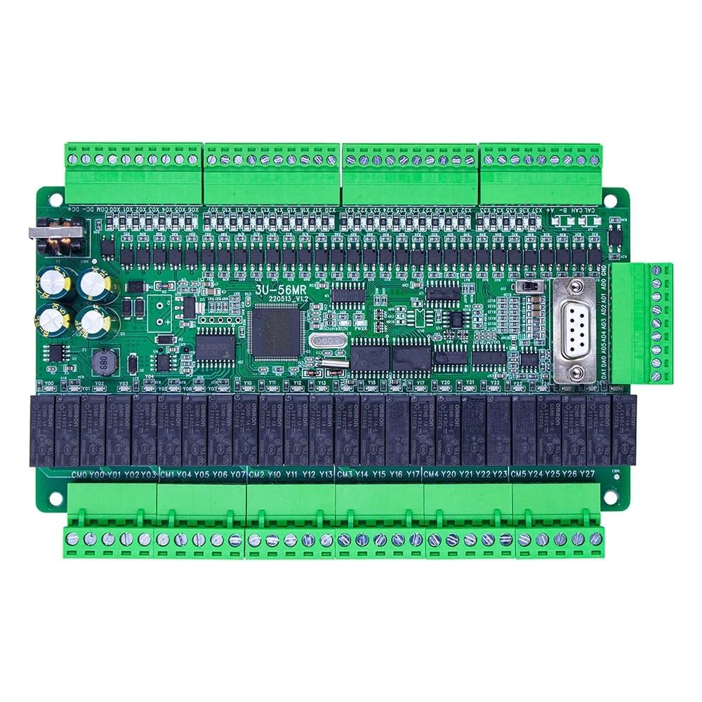 NURII Placa de Control Industrial PLC FX3U-56MR de 32 entradas y 24 Salidas, con Carcasa y relé RTC RTU PLC MODBUS 2 o 6 Canales, Entrada de Alta Velocidad de 60 K(56MR in 2CH 60K)