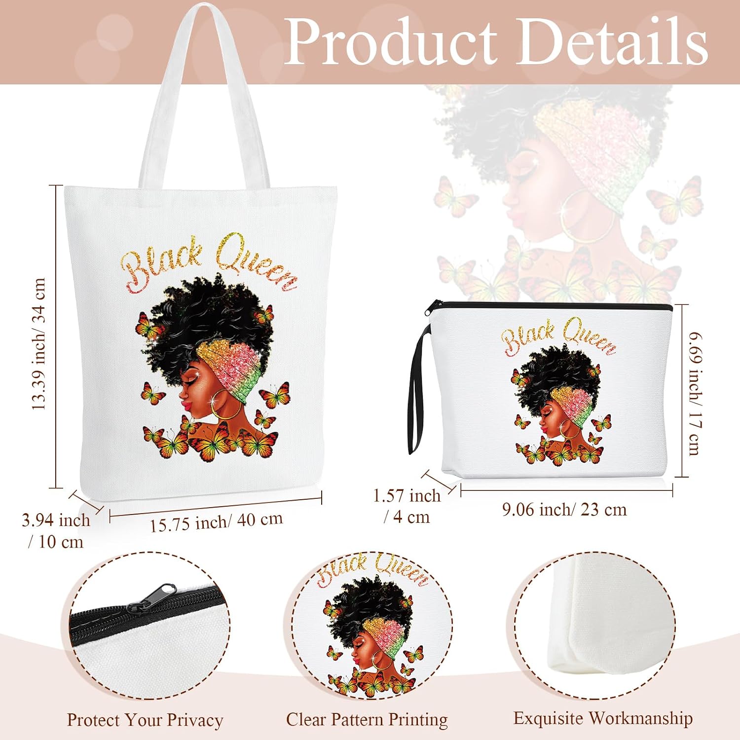 Sadnyy 4 Set Black Girl Tote Bags for Women African American, Novel image 4