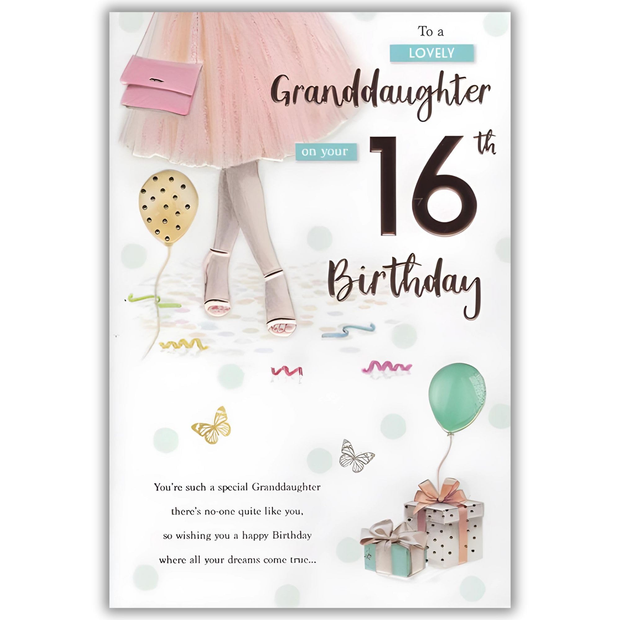 Old English Co. Biglietto Di Auguri Per 16° Compleanno Per Lui - Con Coriandoli Dorati E Numeri Blu, Formato 127x178 Mm, Carta 280g/m², Interno Vuoto, Busta Inclusa