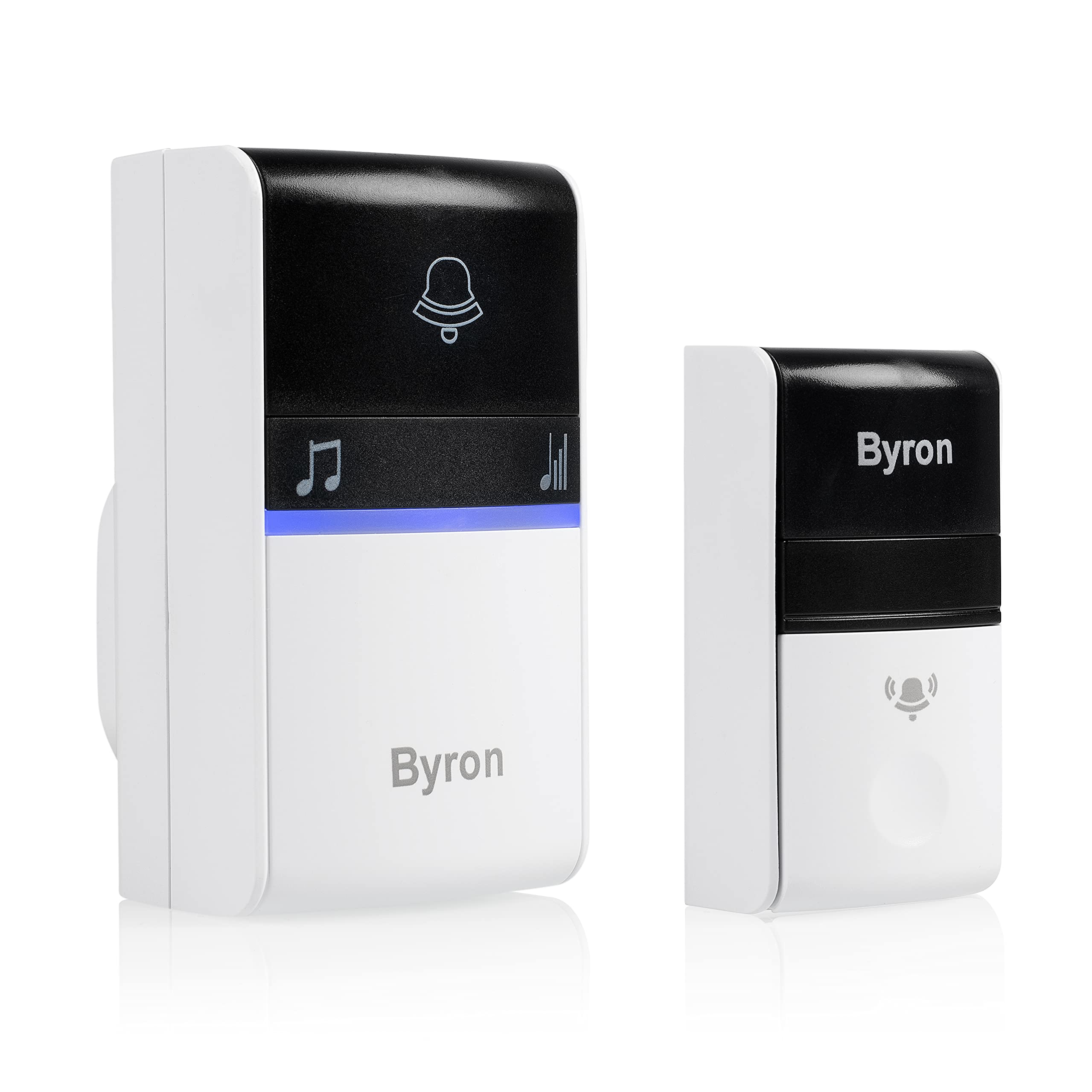 Byron DBY-23412UK Ensemble de sonnette portable sans fil, portée de 100 m, 16 mélodies Blanc
