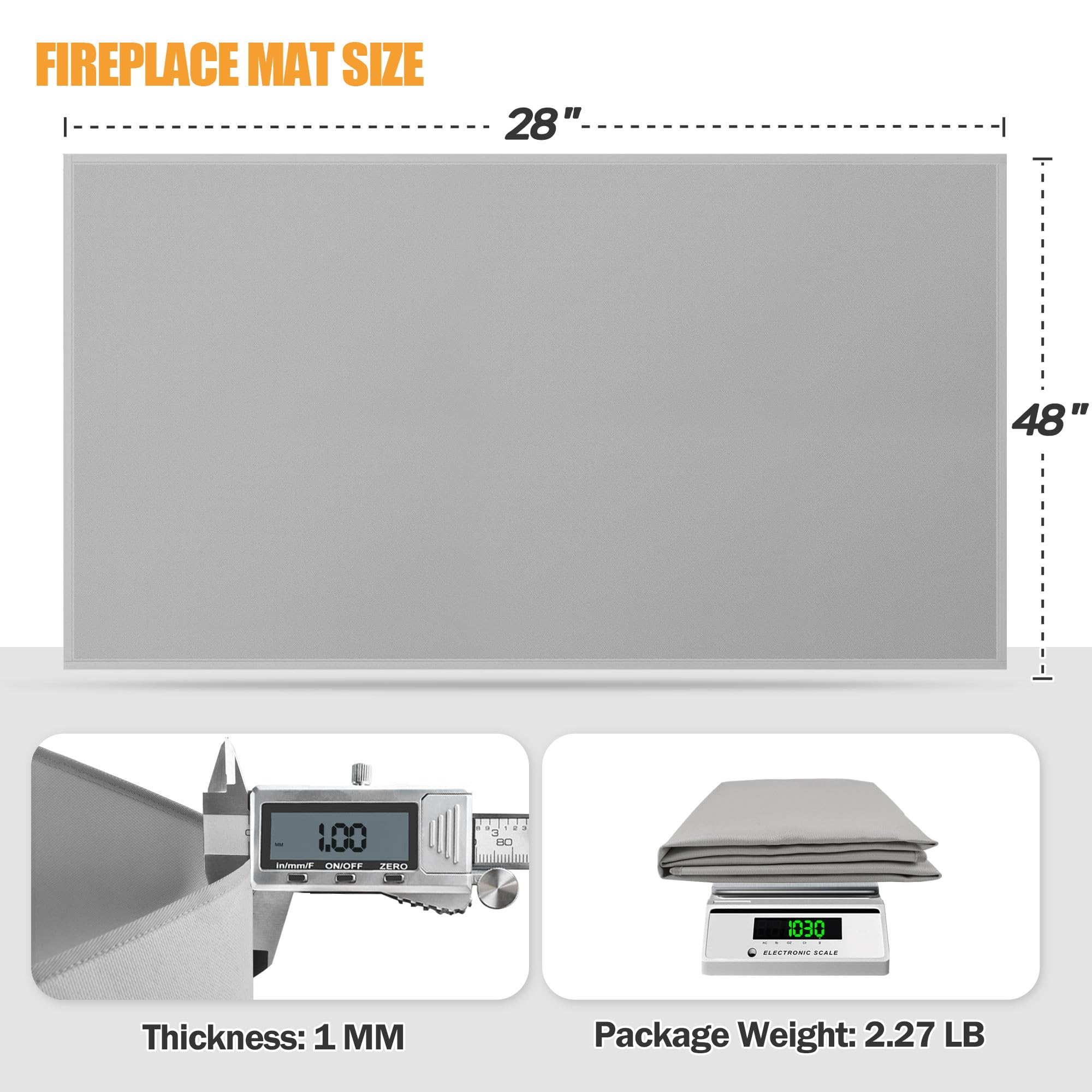 Feuerfeste Kaminmatte 107x61cm - Herdteppich Für Kamin Und Holzofen Bis 980°C