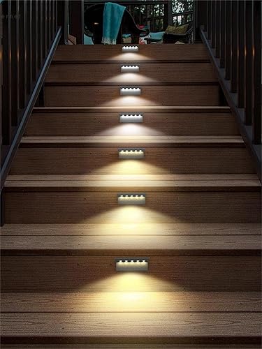 Miniatura 7 de T-SUN Luces solares para valla al aire libre, impermeables, paquete de 4 luces LED solares para escaleras, luces solares de pared al aire libre,