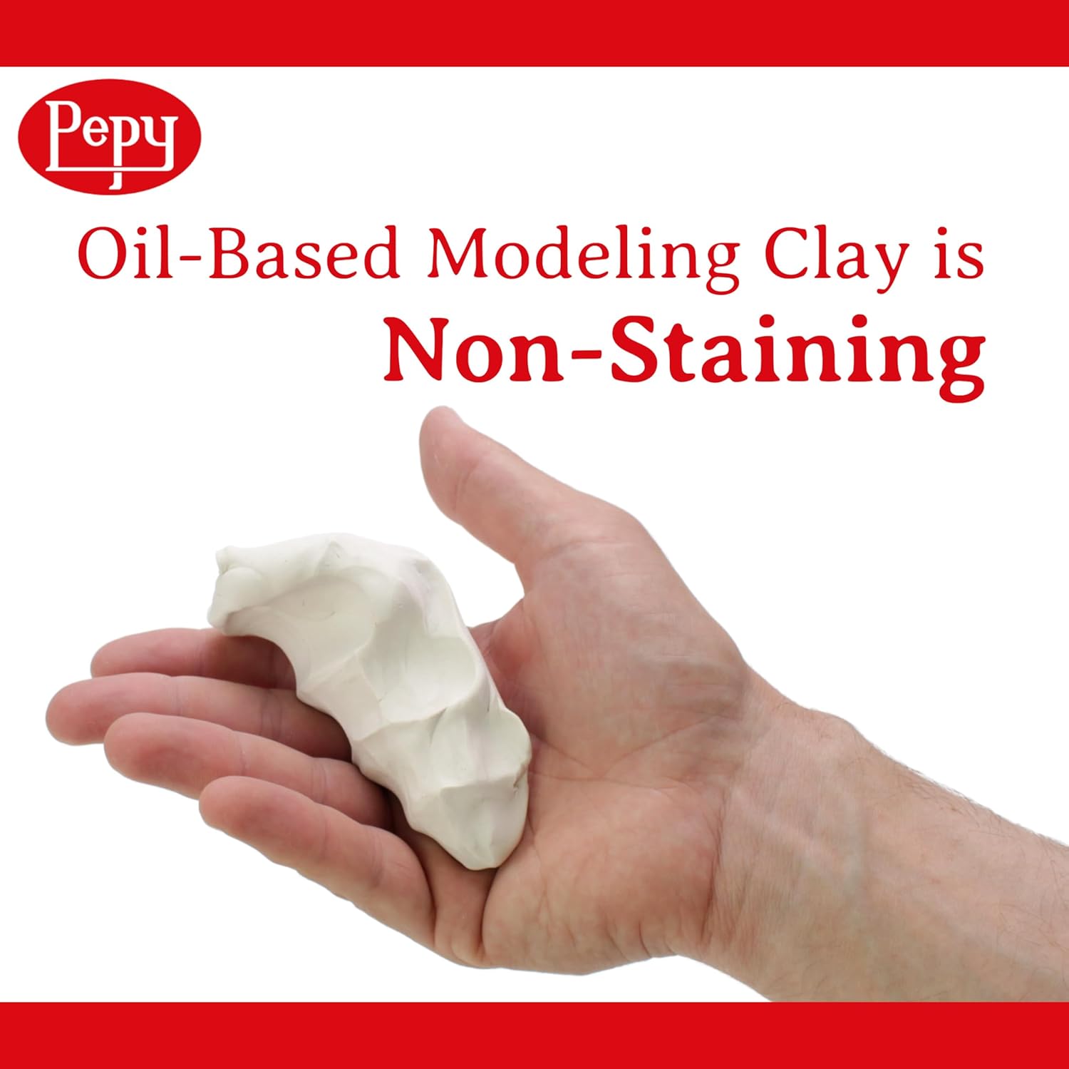 Pepy Reusable and Non-Drying Oil-Based Plasticine Modeling Clay, White, 4 Pounds, Sulfur-Free & Non-Toxic, Great for Kids, Beginners, and Artists, Perfect for Arts and Crafts Projects