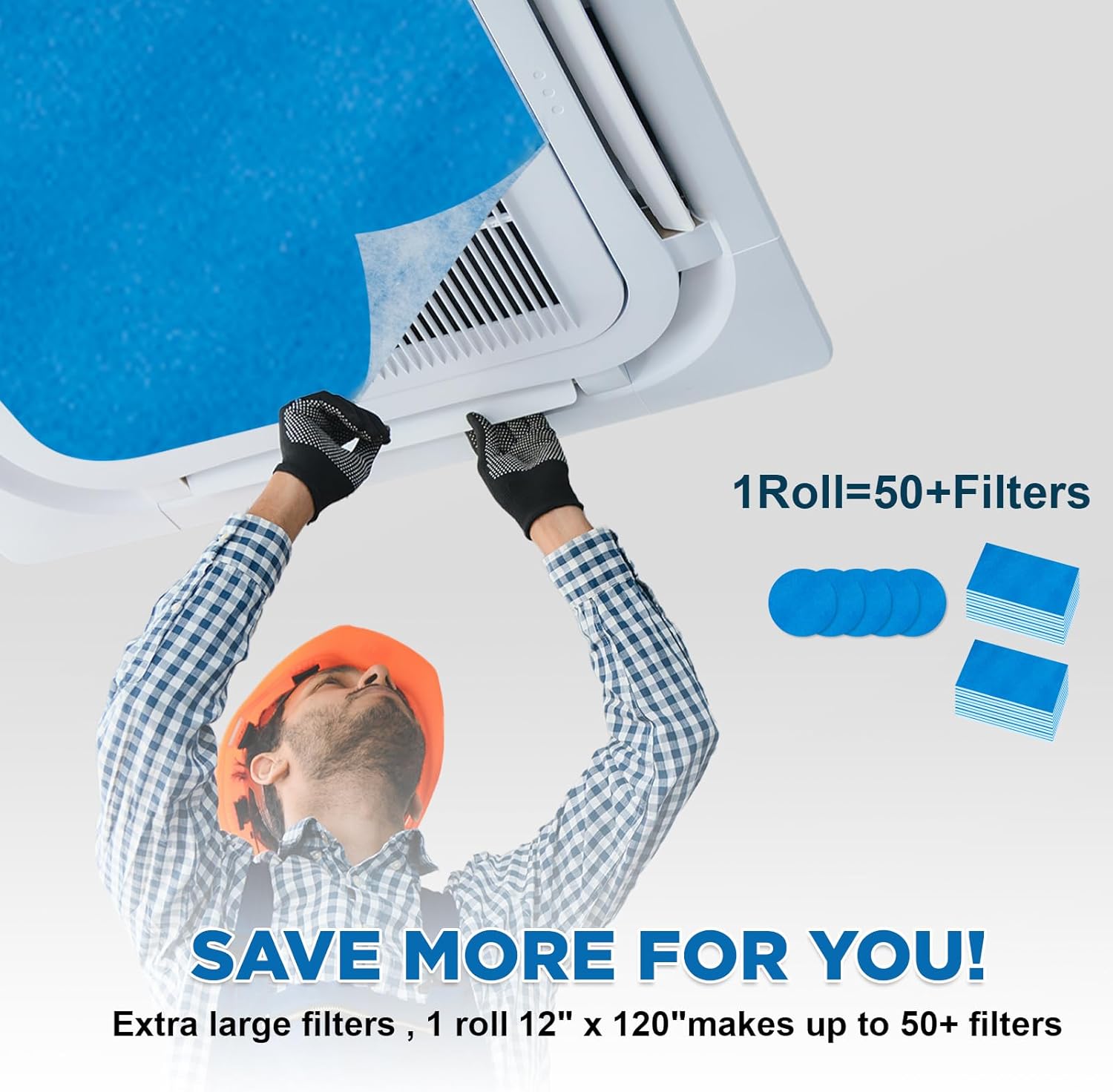 Air Vent Filters Roll, 120" x 12" Cut to Fit (50+ Filters), MERV 8 Triple Vent Filter Kit for HVAC Furnace Vents, Home Floor, Ceiling, Grilles - Image 7