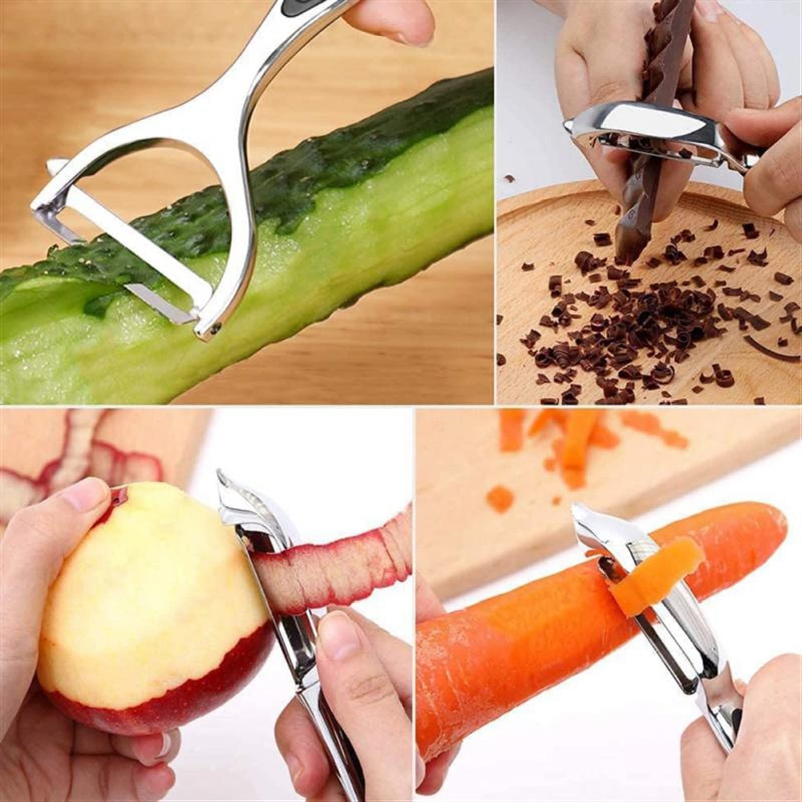 Pelador de verduras de acero inoxidable, herramienta multifuncional, accesorios de cocina (01)