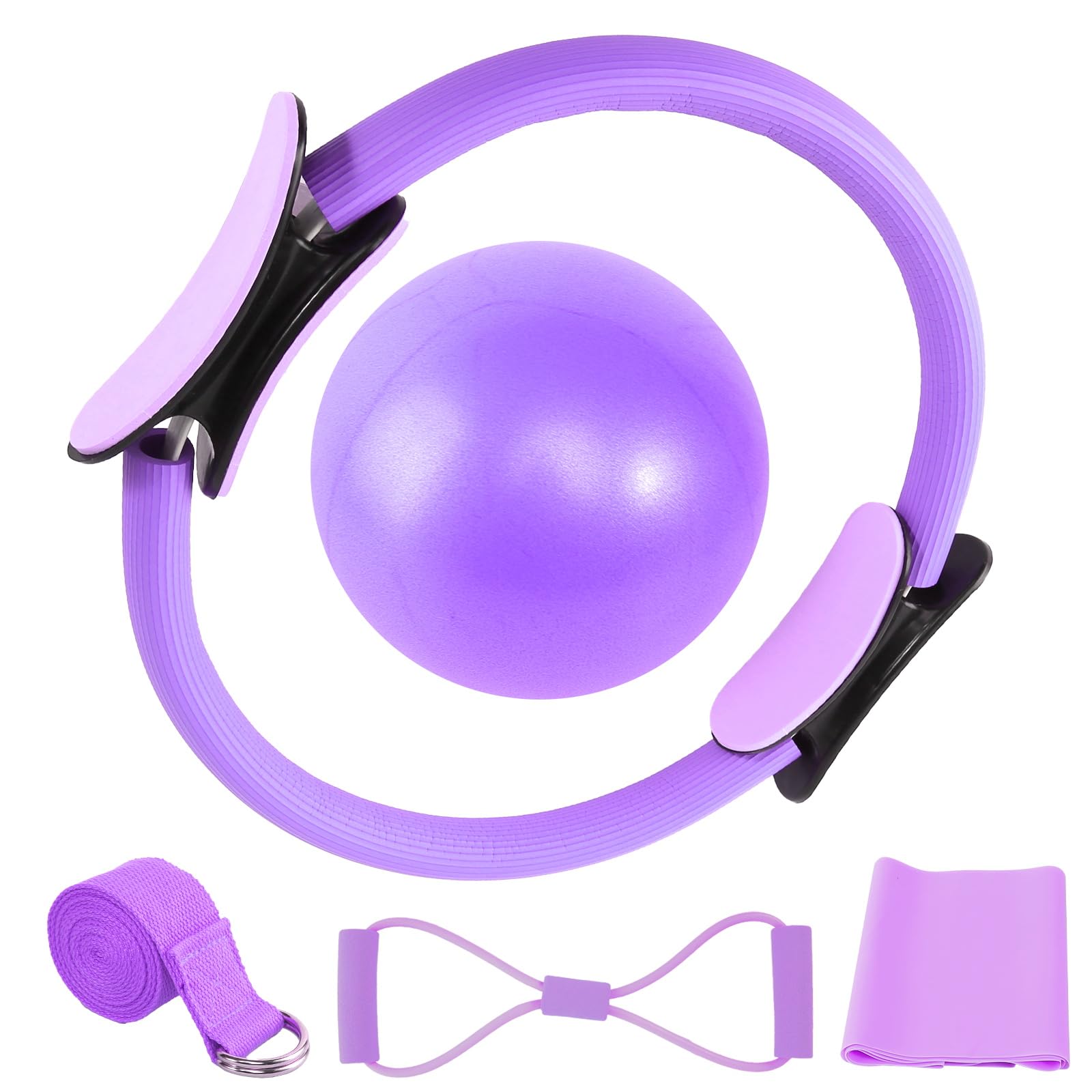 Kit de Pilates pour la maison, le Pilates - Kit essentiel pour femme - Avec balle de Pilates de 25 cm - Sangle de yoga - 2 bandes de résistance - Accessoires de Pilates - Kit de pilates - Kit de
