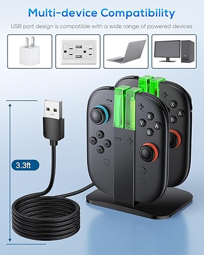 Miniatura 6 de FYOUNG Base de carga para controlador para Nintendo Switch 2 (2025) para Joy con 2, estación de carga para Joycon 2 accesorios de controlador con