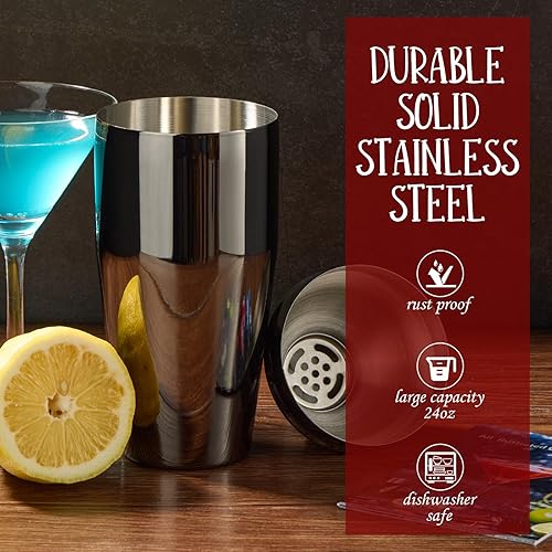 Miniatura 3 de Juego de coctelera de camarero juego de herramientas de barra de 12 piezas con soporte de bambú  Juego de bar con todos los accesorios prácticos de