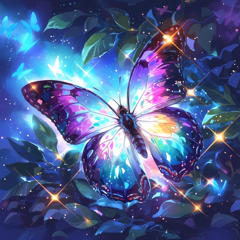 ダイヤモンドアート 蝶 80x80cm 丸型 いビーズ ダイヤモンドペインティング アートセット 全面貼り付けタイプ ビーズアートモ