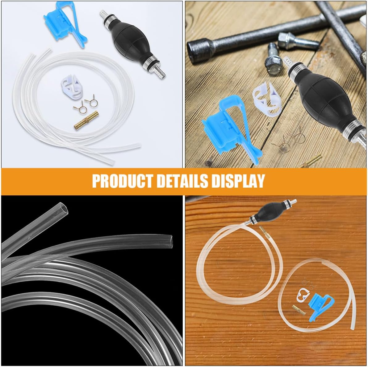 1set Manual Hand Siphon Pump for Transfer Efficient Gas Oil Siphoning Hose Kit for Cars Boats and Motorcycles Prevents Backflow Easy
