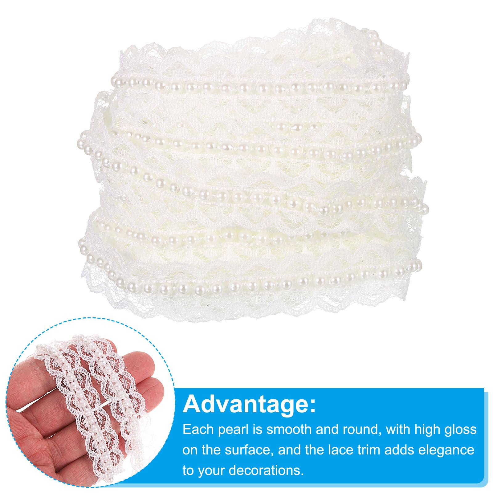 PATIKIL 5 Yard Faux Pearl Lace Ribbon - Image 3