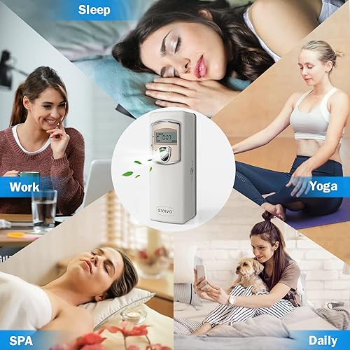 Miniatura 10 de SVAVO - Dispensador automático de fragancia LCD para montaje en paredde pie, ABS, dispensador de ambientador automático programable en aerosol para