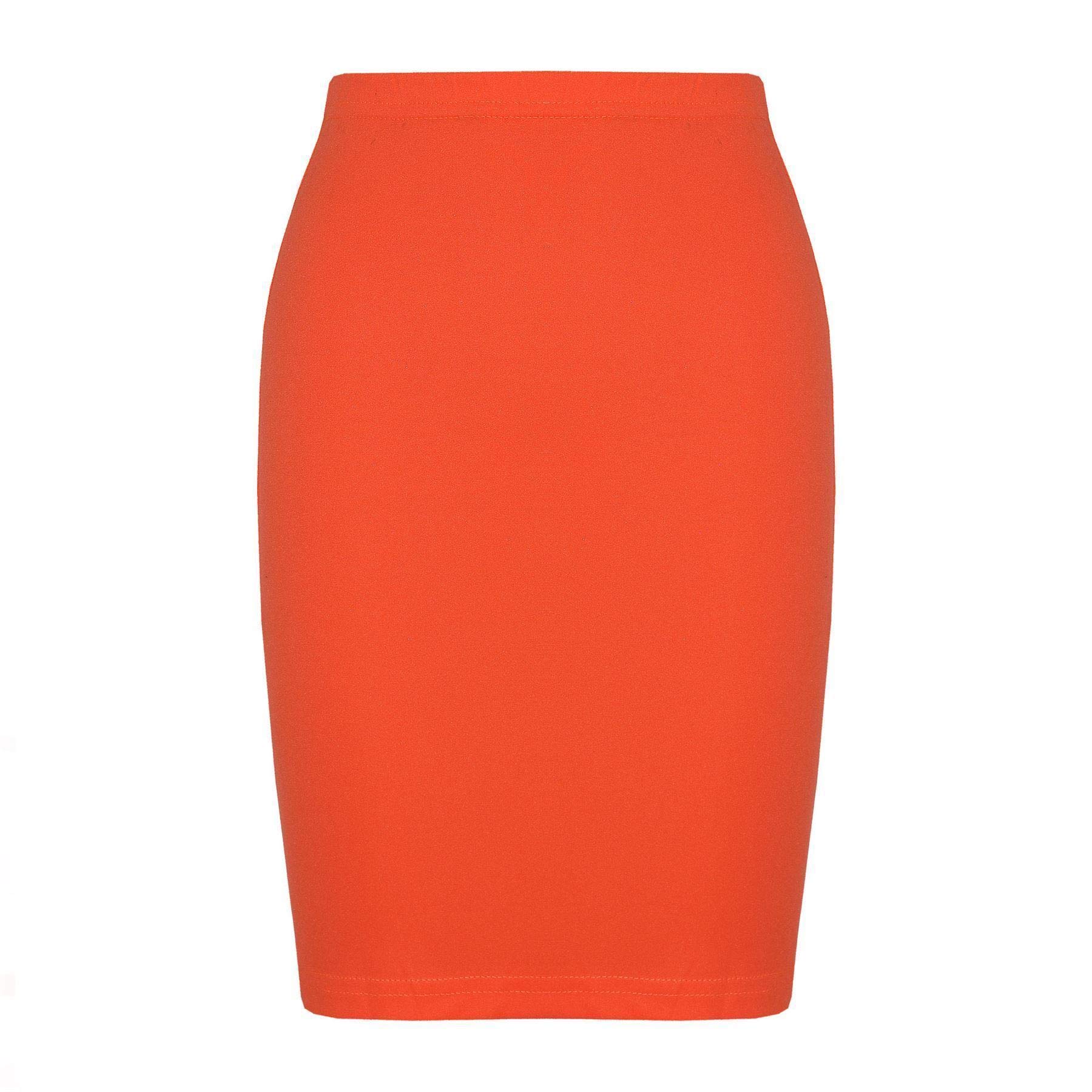 A2Z 4 Kids Girls Plain Pencil Skirt Trendy Soft Feel - Plain Pencil Skirt Neon Orange 11-12