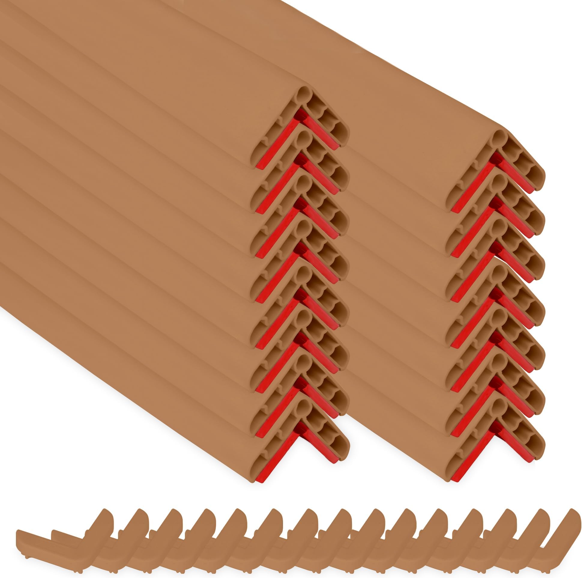 Rubber Bond Wall Corner Guard Edge Protector, 1x1x36 inch Baby Proofing Corner Guards | Self-Adhesive Furniture Edge Strips for Home & Office (15 Pack, Brown)