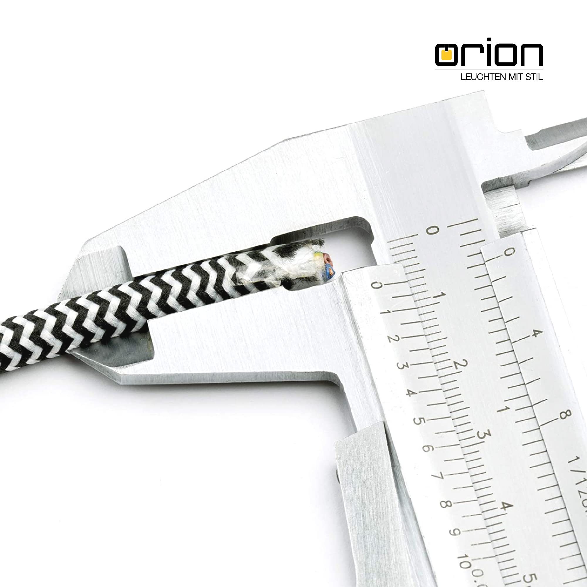 Cable con revestimiento textil, cable de alimentación de 3 hilos, 3 x 0,75 mm², con conductor a tierra, accesorios de lámpara (5 m, Blanco Negro)