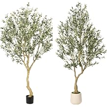 Realead 7FT Olive Trees Artificial Indoor + 7ft Artificial Olive Tree with Tall Exquisite Planter