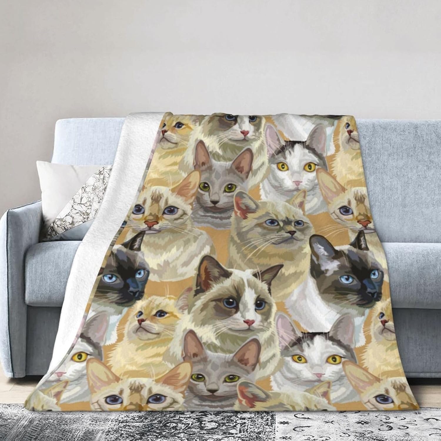 Cats Blanket Soft Fleece Throw Blanket Cozy Fuzzy Warm