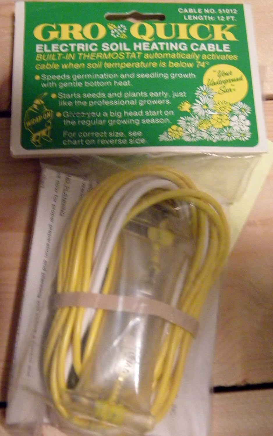 ELECTRIC SOIL HEATING CABLE, LENGTH12 FT, "GRO QUICK"from